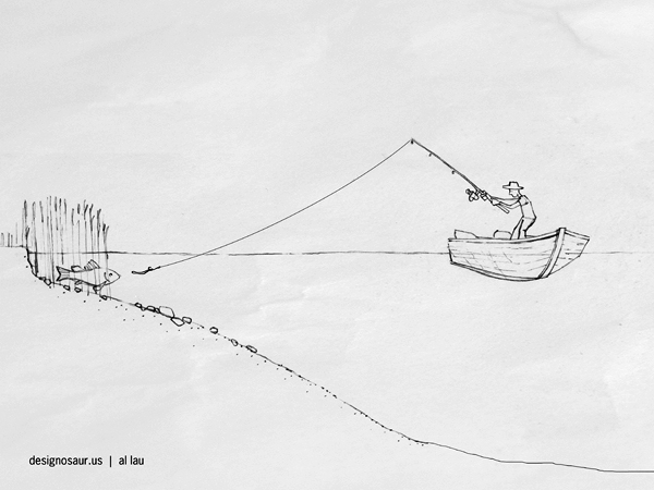 sketch: fishing the shoreline